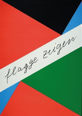 Max Bill, 1908 - 1994, Serigraphie auf Karton, kleine Auflage, 22/35, aus 1994, Blattgr. 84 x 59.5 cm, unter Glas, Rahmen ca. 87 x 63 cm