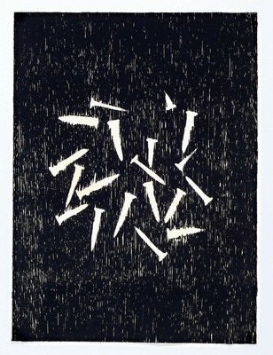 Günther Uecker, geb. 1930, Holzschnitt auf feinem handgeschöpftem Japan-Bütten, handsigniert, num. 9/50, aus 1981, mit Trockenstempel der ...