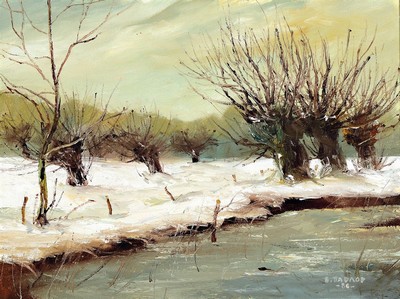 Boris Pavlov, 1928 - 2002, "Winterlandschaft im Rhone-Delta", Öl/Lwd, signiert, und rückseitig nochmals in kyrill. bezeichnet, ca. 30 x ...