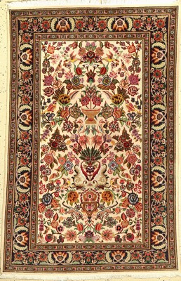 Täbriz fein, Persien, ca. 50 Jahre, Korkwolle mit Seide, ca. 150 x 100 cm, EHZ: 3
