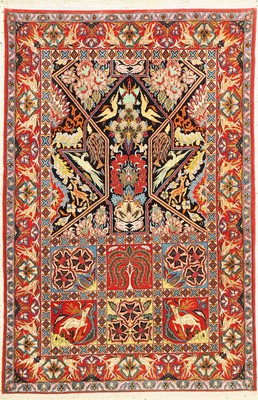 Esfahan fein, Persien, um 1960, Korkwolle mit und auf Seide, ca. 160 x 106 cm, ca. 1.0 Mio. Kn/qm, EHZ: (nahezu in perfektem Zustand)