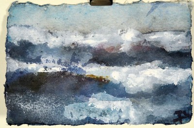 Klaus Fußmann, geb. 1938 Velbert, "Ostsee", Aquarell, u. rechts sign., verso nochmal sign., dat. 18, ca, 15,5x10 cm