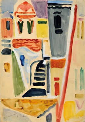 Rudi Baerwind, 1910-1982 Mannheim, Studium in Berlin, München und Paris, war Schüler von Fernand Leger, hier: Ischia, Gouache auf Papier, links ...