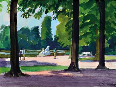 Heinz Friedrich, 1924-2018 Schwetzingen, Im Schwetzinger Schloßpark, Aquarell auf Papier, rechts unten signiert und dat. 99, ca. 29x38cm, PP, u.Gl., ...