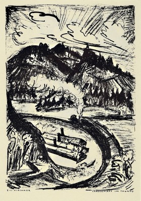 Ernst Ludwig Kirchner, 1880-1938, Landschaft im Taunus, Lithographie, ca. 28x20cm, PP, u.Gl., R. ca. 41x31cm