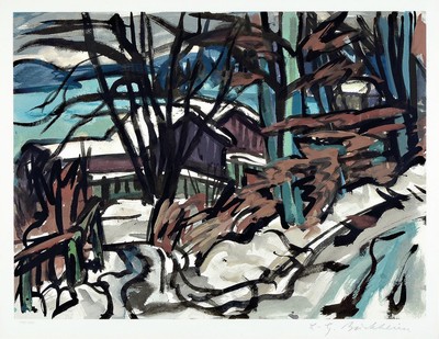 Lothar Gunther Buchheim, 1918-2007, Winter am See, Farbserigraphie, handsigniert, num. 173/300, ca. 53.9x68.9cm, PP, u.Gl., R. ca. 76x90cm