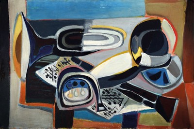 Rudi Baerwind, 1910-1982 Mannheim, Studium in Berlin, München und Paris, war Schüler von Fernand Leger, hier: Musikinstrumente, Instrumente als ...