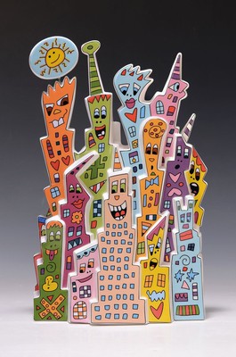 Porzellanobjekt Entwurf James Rizzi, "Day and Night" James Rizzi für Goebel, Bodenseitig Firmenstempel, Goebel Artis Orbis- James Rizzi, ...