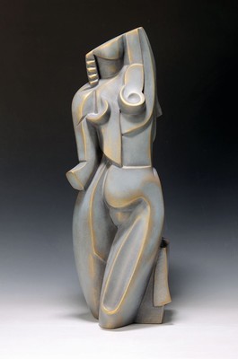 Unbekannter Künstler, Skulptur aus Ton, sign. Maier, num. 2/20, H. 63 cm