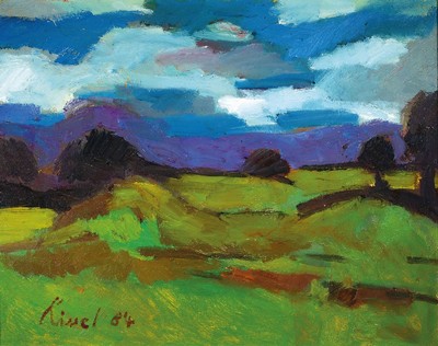 Gernot Kissel, 1939 Worms-2008, Landschaft, Öl/Lwd, links unten signiert und dat. 84, ca. 80x100cm, R. ca. 95x118cm