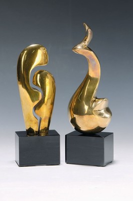 Philippe Jean, 1931-1987, Konvolut aus 2 Bronzeskulpturen, je sign., num., Auflage 300, ca. 22x9 cm, 19x7cm