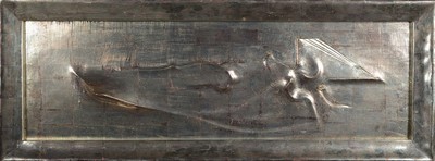Unbekannter zeitgenössischer Künstler, Relief, silberfarben gefaßt, ca. 92x29cm