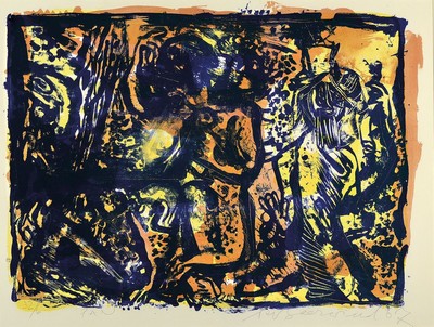 Rudi Baerwind, 1910-1982 Mannheim, Studium an den Akademien Berlin, München und Paris, war Schüler von Fernand Leger, hier: Pan, Farblithographie ...