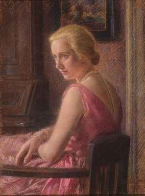 Hermann Moest, 1868 Karlsruhe-1945 Berlin, Studium an den Akademien Karlsruhe und München, hier: Porträt der Schauspielerin Elsa Johanna Geiger ...