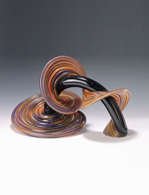 Thomas P.Kelley, 1905-1982, "Heechee Probe", Glasskulptur, sign., ca. 40x23x27 cm Vitrix Hot Glass Studio