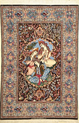 Esfahan fein, signiert, (Shaabanei), Persien, ca. 50 Jahre, Korkwolle mit und auf Seide, ca. 160 x 108 cm, ca. 1.0 Mio. Kn/qm, EHZ: 2