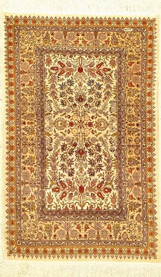 Hereke Seide, signiert, Türkei, um 1950, reine Naturseide, ca. 105 x 68 cm, EHZ: 2