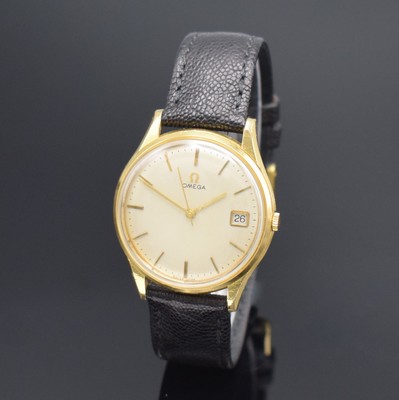 OMEGA Herrenarmbanduhr Ref. 132.003, Schweiz um 1965, Handaufzug, verg. Geh., Stahlboden aufgedr., silb. Zifferbl. m. aufges. Std.-Ind.rest., gold. ...