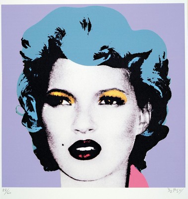 Banksy, geb. 1974 Bristol, "Kate Moss", sign., num. 27/60, Trockenstempel, ca. 50x36 cm