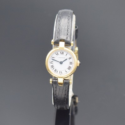 CARTIER Vendome Damenarmbanduhr in GG 750/000, Schweiz um 1990, 2-teil. Geh., Boden 2- fach verschr., Bandanstöße l. verb., weißes Zifferbl. m. ...