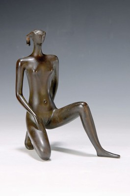 Arno Breker, 1900-1991, Bronzeskulptur, "Deianeira, kniender Akt, sign., ca. 17x15 cm