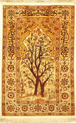Hereke Seide fein, signiert, Türkei, um 1940, reine Naturseide, ca. 123 x 83 cm, ca. 1,0 Mio. Kn/qm, EHZ: 2