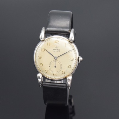 ROLEX Precision Armbanduhr Referenz 4367 in Stahl, Schweiz um 1947, Handaufzug, Boden gedr., neutr. Lederband m. orig. Rolex Dornschl., orig. Krone, ...