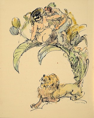 Hanns Fay, 1888 Frankenthal - 1957 Neustadt, Aquarell u. Schwarzstift auf Papier, rauschhaft-mythologische Darstellung, signiert, ehemals gerollt, ...