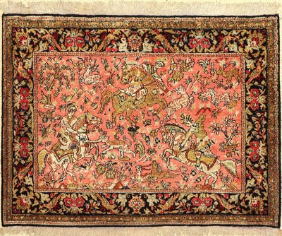 Ghom Seide, Persien, ca. 60 Jahre, reine Naturseide, ca. 110 x 83 cm, EHZ: 2