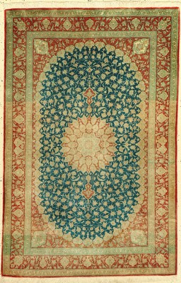 Ghom Seide fein, Persien, ca. 50 Jahre, reine Naturseide, ca. 118 x 78 cm, ca. 1.0 Mio. Kn/qm, EHZ: 2, (Abrasch)