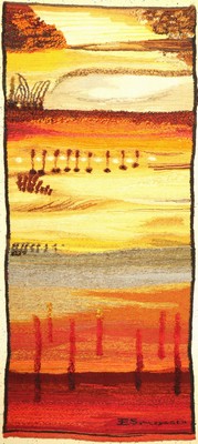 Designer Kelim, Europa, ca. 50 Jahre, Wolleauf Baumwolle, ca. 220 x 100 cm, EHZ: 2