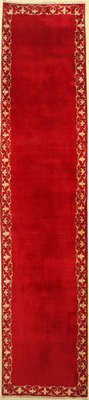 Mesched fein, signiert, (Amoghli), Persien,um 1950, Wolle auf Baumwolle, ca. 455 x 100 cm, EHZ: 2-3