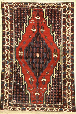 Mazlaghan alt, Persien, um 1950, Wolle auf Baumwolle, ca. 190 x 133 cm, verkürzt, EHZ: 3