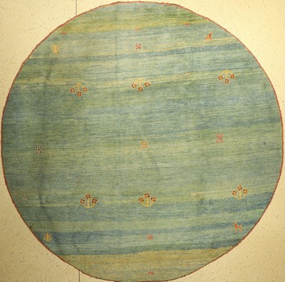 Gabbeh rund, Persien, ca. 40 Jahre, Wolle auf Wolle, ca. 281 cm, EHZ: 2, (Paar kleine Flecken)