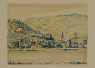 Paul Dahlen, 1881-1954, Blick auf Bacharach am Rhein, Aquarell auf Papier, sign., ca. 15x19cm, PP, u.Gl., R. ca. 30x36cm