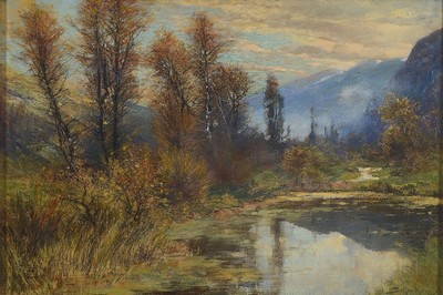 Jacques Matthias Schenker, 1854-1927, Vorfrühling bei Moselkern Untermosel, Gouache und Farbkreide auf Papier, rechts unten sign., ca. 30x43cm, ...