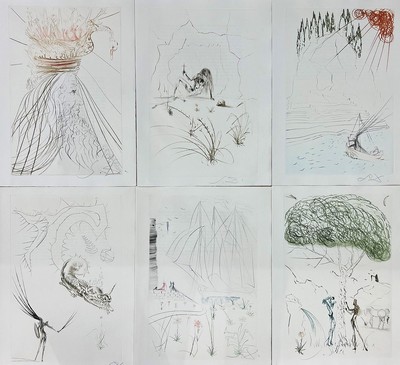 Salvador Dali, 1904 Figueres - 1989 ebenda, "Tristan und Isolde" (1968/69), Zyklus aus 21 Kaltnadelradierungen auf Vekin de Rives, Ed. ...