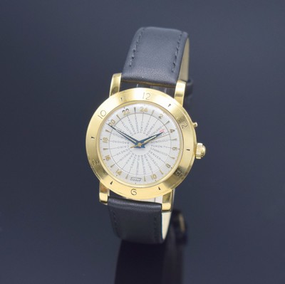 TISSOT Navigator seltene, auf 100 Stück limitierte Herrenarmbanduhr in GG 750/000 mit Weltzeitanzeige Referenz OR 4001, Schweiz nach Vorbild und mit ...