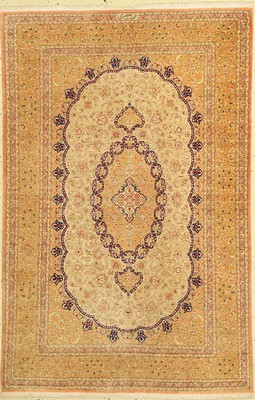Ghom Seide fein, signiert, (Masumi), Persien, ca. 50 Jahre, reine Naturseide, ca. 141 x 99 cm, ca. 1,0 Mio. Kn/qm, EHZ: 2