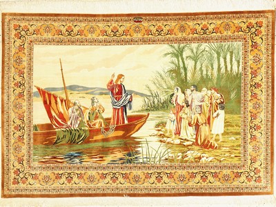 Ghom Seide, signiert, (Nojawan), Persien, ca. 40 Jahre, reine Naturseide, ca. 149 x 102 cm, ca. 1,0 Mio. Kn/qm, EHZ: 2