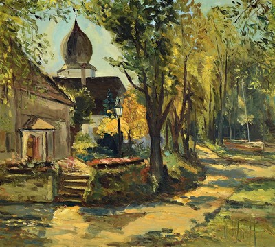 Dieter Wulff, geb. 1929 Danzig, Stuttgarter Maler, "Herbststimmung auf der Fraueninsel",Öl/Pappe, signiert, ca. 54 x 60 cm, Rahmen ca. 71 ...