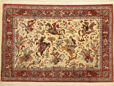 Ghom Seide fein, signiert, (Kashizadeh), Persien, ca. 50 Jahre, reine Naturseide, ca. 150 x 103 cm, ca. 1,0 Mio. Kn/qm, EHZ: 2
