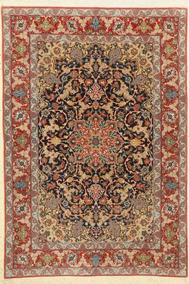 Esfahan fein, Persien, ca. 50 Jahre, Korkwolle auf Seide, ca. 160 x 110 cm, ca. 1,0Mio. Kn/qm, EHZ: 2