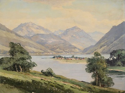 Ernst Carl Walter Retzlaff, 1898-1976, Landschaft am Tegernsee, Öl/Lwd, links unten signiert, ca. 60x80cm, R. ca. 80x100cm