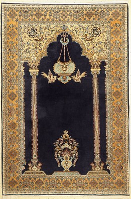Ghom alt, Persien, ca. 50 Jahre, Korkwolle mit Seide, ca. 206 x 139 cm, EHZ: 2(leicher Mottenfrass am Rand).