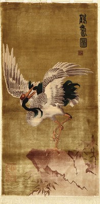 China Seide, ca. 50 Jahre, reine Naturseide, ca. 137 x 69 cm, EHZ: 2
