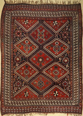 Ghaschgai alt, Persien, um 1940, Wolle auf Wolle, ca. 285 x 215 cm, EHZ: 3, (Trittfalten)