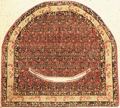 Kerman Sattelauflage antik, Persien, um 1900, Wolle auf Baumwolle, ca. 102 x 112 cm, EHZ: 3