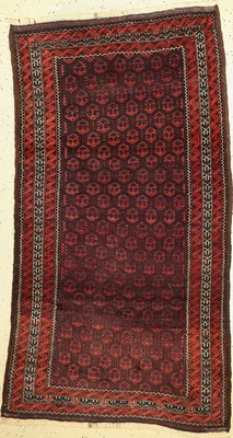 Antiker Belutsch, Persien, um 1900, Wolle auf Wolle, ca. 210 x 112 cm, EHZ: 4, (Verzogen)