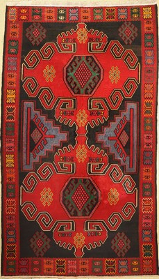 Azeri Kelim, Azerbaijan, ca. 60 Jahre, Wolle auf Baumwolle, ca. 350 x 205 cm, EHZ: 2-3, (verschmutzt)